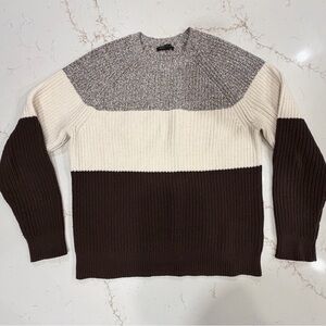 Banana Republic Men's Colorblock Crewneck Sweater - Brown, Cream, Gray